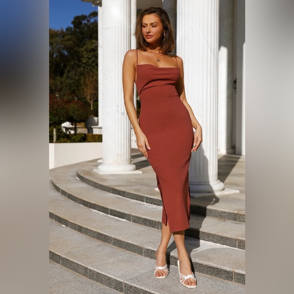 Hello Molly Dresses & Skirts - NWT Hello Molly Rooftop Martinis for Two Midi Dress Rust